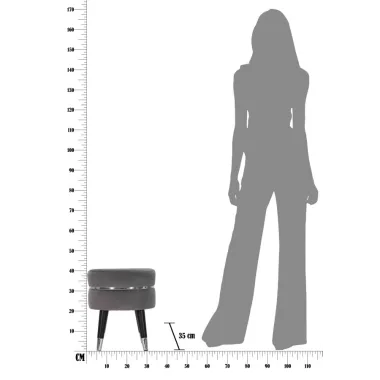 Stołek PARIS szary/srebrny 35x40,5 cm